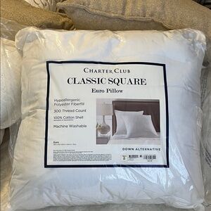 NWT 2 Charter Club Euro Pillows - Crisp White